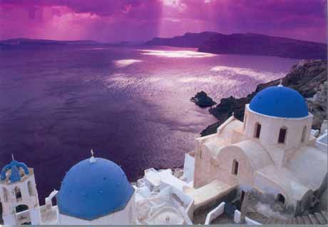 Cartolina di Santorini al tramonto