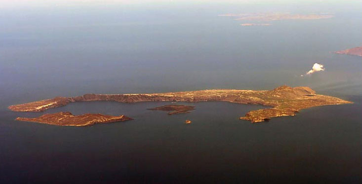 Santorini vista dall'aereo