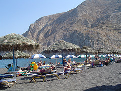 La spiaggia di Kamari e Mesa Vounio, Santorini